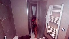 nurse cums for patient in dirty bath fetish.