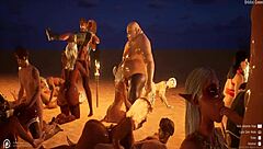 Wildlife orgy in hentai anime 3d group scene?