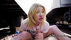 Dude makes blonde laugh, then fucks her