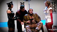 whornyfilms brings kinky porn parody orgy with hot babes in latex outfits