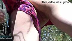 Fair-skinned girl fucks outdoors in missionary with rimjob and muff diving