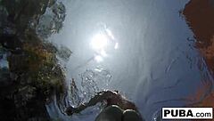 Is Samantha Rone masturbating underwater in the pool?