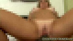 Using a big black strapon for stretching