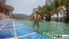 Is Samantha Rone masturbating underwater in the pool?