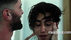 Gay virgin loses it in cinema with intense assfucking and blowjob