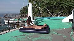 Latina couple fucks outdoors