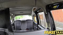 slim blonde in fake taxi