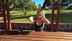 Risky Flashing Anal Squirting & Blowjob In Public Park