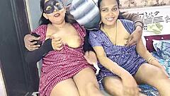 xxx threesome fucking of cheerful devrani-jethani after licking pussy