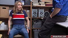 Blonde Thief Fucks Officer To Get Free In Office Lingerie Scene