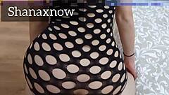 Teen in Fishnet Sucks and Fucks for Explosive Orgasm and Facial