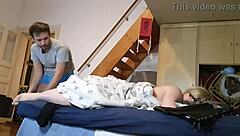 Pervert stepson caught jerking to stepmom’s feet in HD