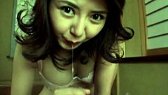 hot japanese brunette with hairy pussy gets cumshot after fucking