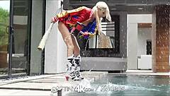 tiny4k harley quinn cosplay flexible rough fuck with doggystyle and blowjob