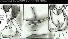 Giantess Undergoes Massive Breast Expansion in Animated Comic Compilation 2
