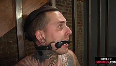 strict blonde milf whips sub after strapon humiliation