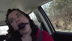 Driving around with ball gag in mouth