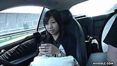 Public Sex in Garage with Brunette Slut Swallowing Cum