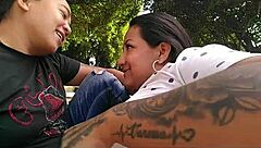 Pair of Colombians Enjoy Mutual Pleasure in Public Park