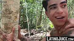 Tattooed Latino Cain Gomez Deepthroats Outdoors
