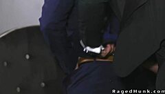 foursome gay anal sex in suits at real estate