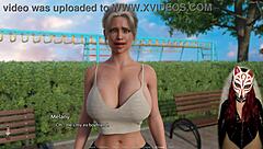 Gamer Girl Plays Porn Game Outdoors