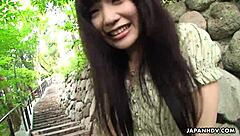 adorable asian brunette masturbating by rubbing her soaking wet cunt with big cock in high definition jav