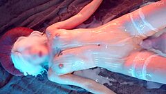 Blonde in White Stockings Screams in Cum Puddle from Huge Cock