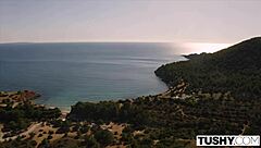 Redhead on holiday with buttplug and anal