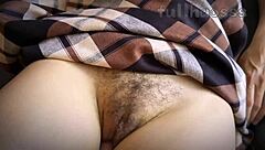 Stepson fucks hairy stepmom in risky sex!