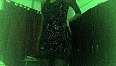 Blonde amateur strips clothes off at home in stockings