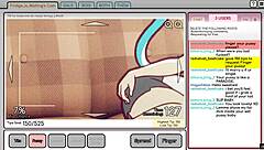 nicole plays risky job hentai game in ep 2, fondling tits to lure customers on webcam