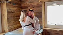 christmas surprise with huge cock while husband records me