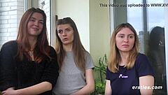 Uninhibited threesome girls horny as hell