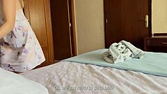 Stepmom shares hotel bed and tight ass with stepson. What’s next in the shower?