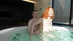 In this casting, a chubby redhead BBW stepmom with big tits and ass fucks her stepson and takes cum in mouth.