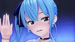 Suisei Undresses in Hentai MMD with Clothes Ripped for Striptease