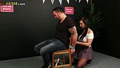 Busty Redhead Sucks Sub With Voyeurs