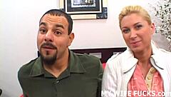 your wife acts as a slut slave in bdsm humiliation, loving interracial monster cock from black pornstar.