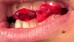 fifi foxx does mouth vore close up with gummy bears
