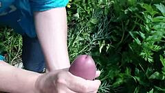 sexy milf frina outdoors undressed young 18+ guy and jerked off cock guy cumshot old young 18+ outside taboo