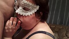 Wow, hot amateur BBW blows her lover with oral creampie!