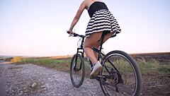 Hentai biker teases hidden ass in thong panties upskirt flashing