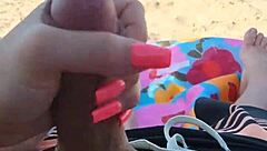 Handjob And Blowjob On Public Beach With Monster Cock