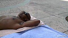 White blonde initiates rough sweaty pounding tanning in front of bbc?