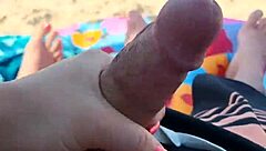 Handjob And Blowjob On Public Beach With Monster Cock