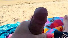 Handjob And Blowjob On Public Beach With Monster Cock