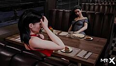 Fashionbusiness E2 53: Will The Character Reveal Her Pussy In The Crowded Restaurant?