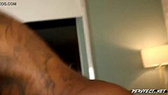 Ebony Babe With Big Tits Takes Monster Cock Deep.