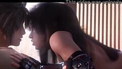 Nordehartet蒂法在3D卡通幻想中展示大鸡巴